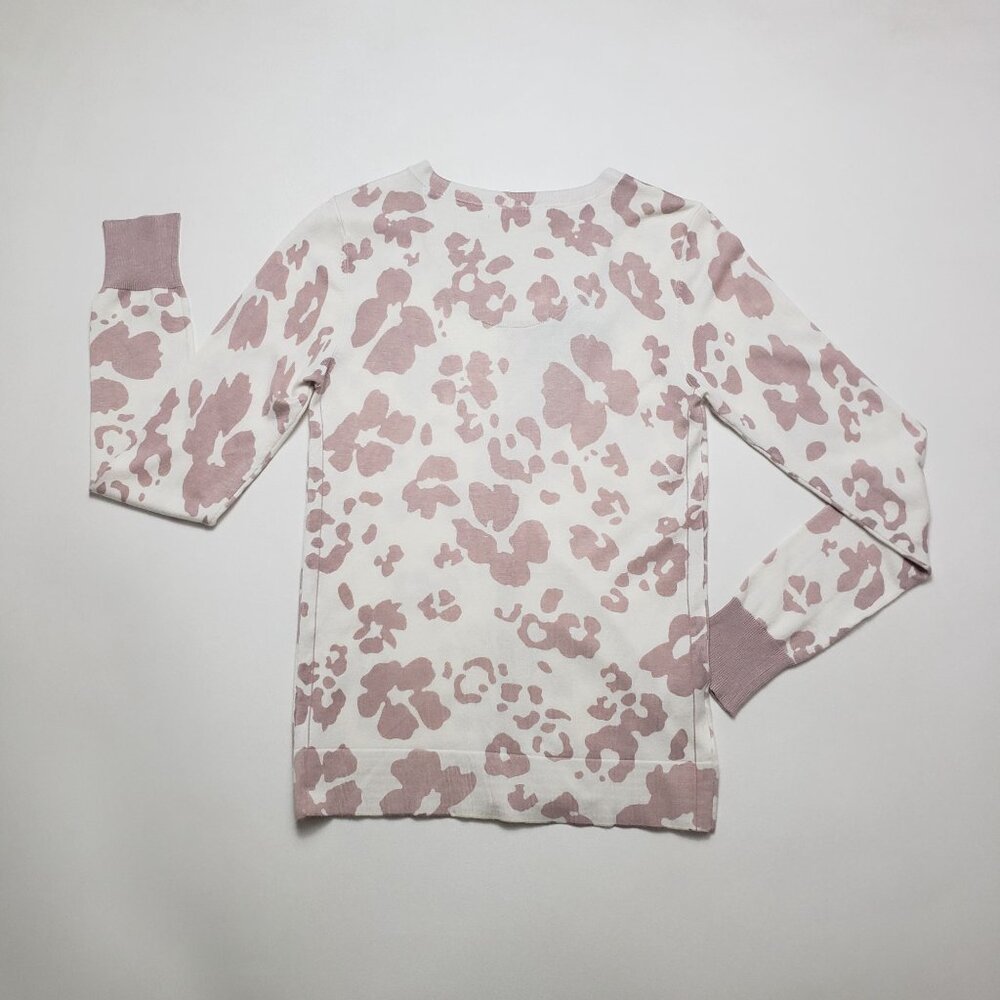 Daniel Rainn Cardigan Sweater Women Small Light Mauve White Abstract Flower Chic - Picture 9 of 16